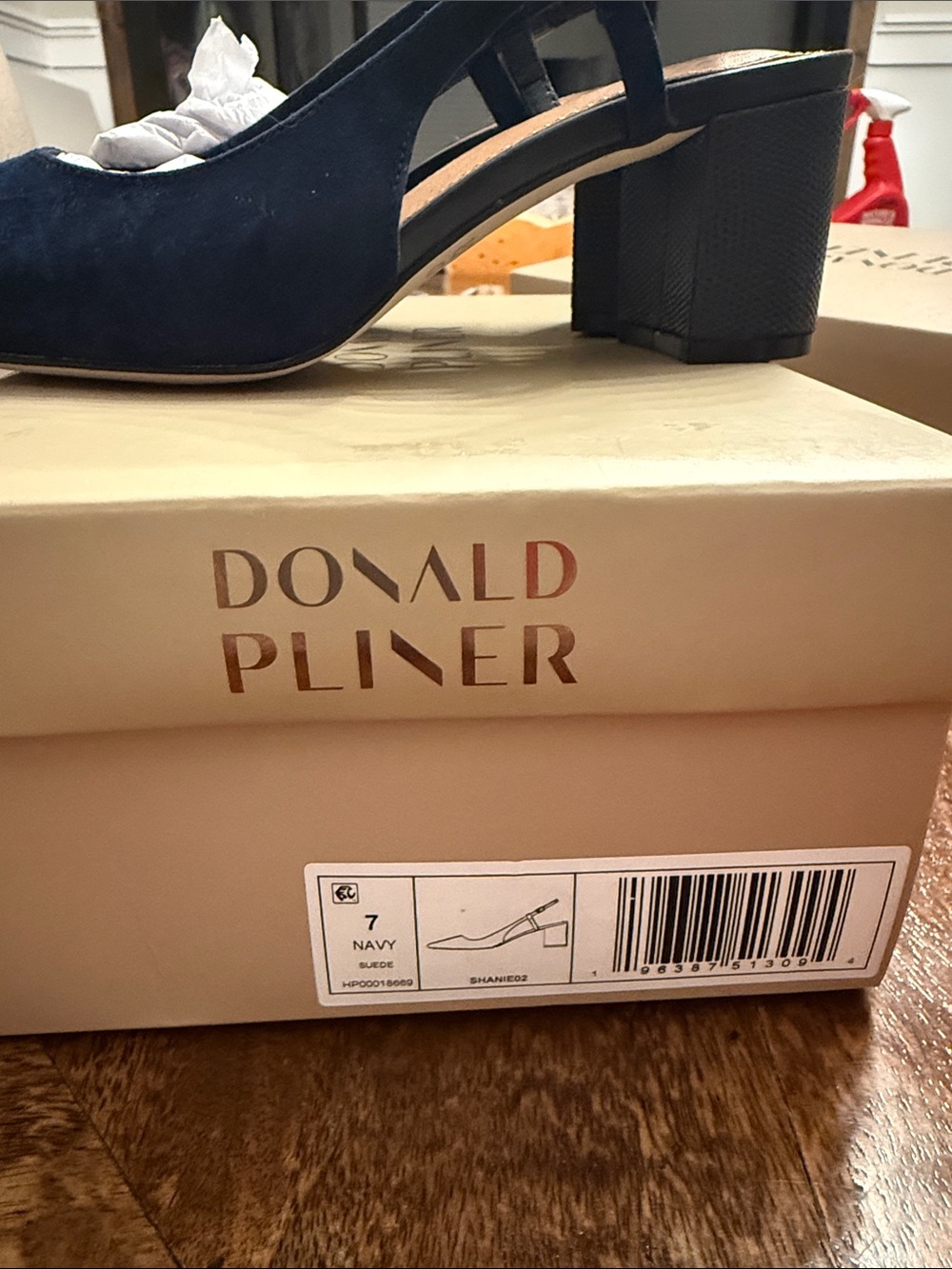 Donald J. Pliner Navy Suede Pointed Toe Slingback - Picture 2 of 4